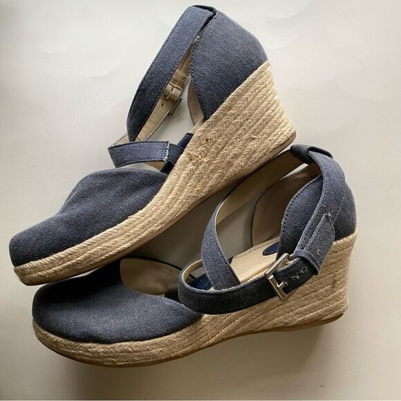 Boc Born of Concept Shoes Bree Espadrille wedge Blue Canvas Casual Z30234-10M - Picture 4 of 13